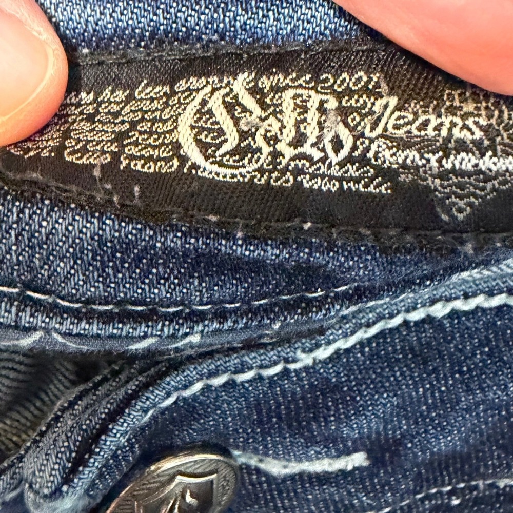 Cello Womens Size 11 Bootcut Jeans Embellished Rhinestone Distressed Y2K Frayed⁠ - Picture 5 of 16
